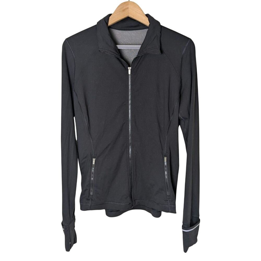 Victoria Secret Sport Black Zip Mesh Back Panel Jacket Women M Sporty Athleisure